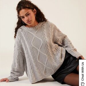 Gray Cable Knit Sweater